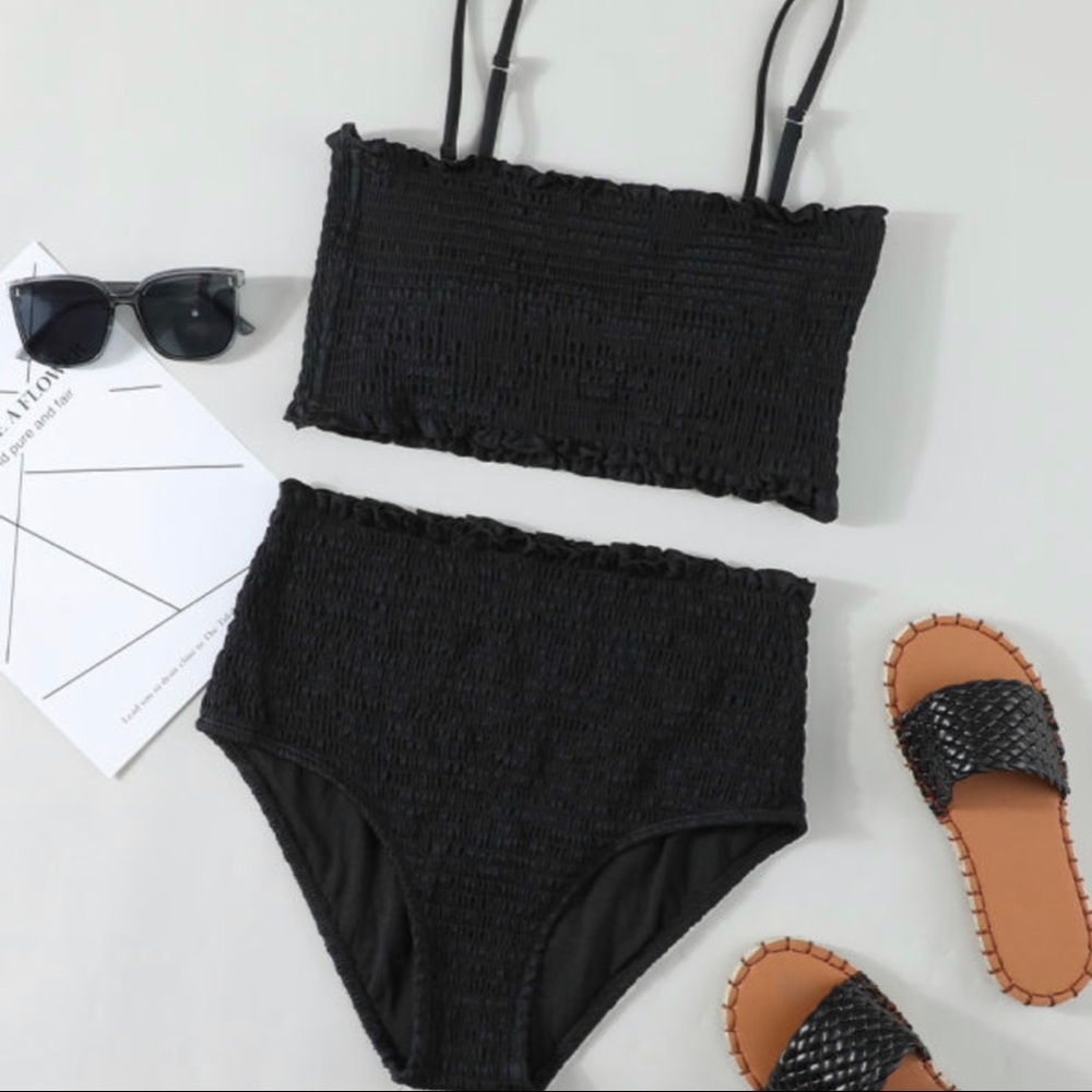 Black Smock High Waisted Swimsuit - Picture 4 of 5